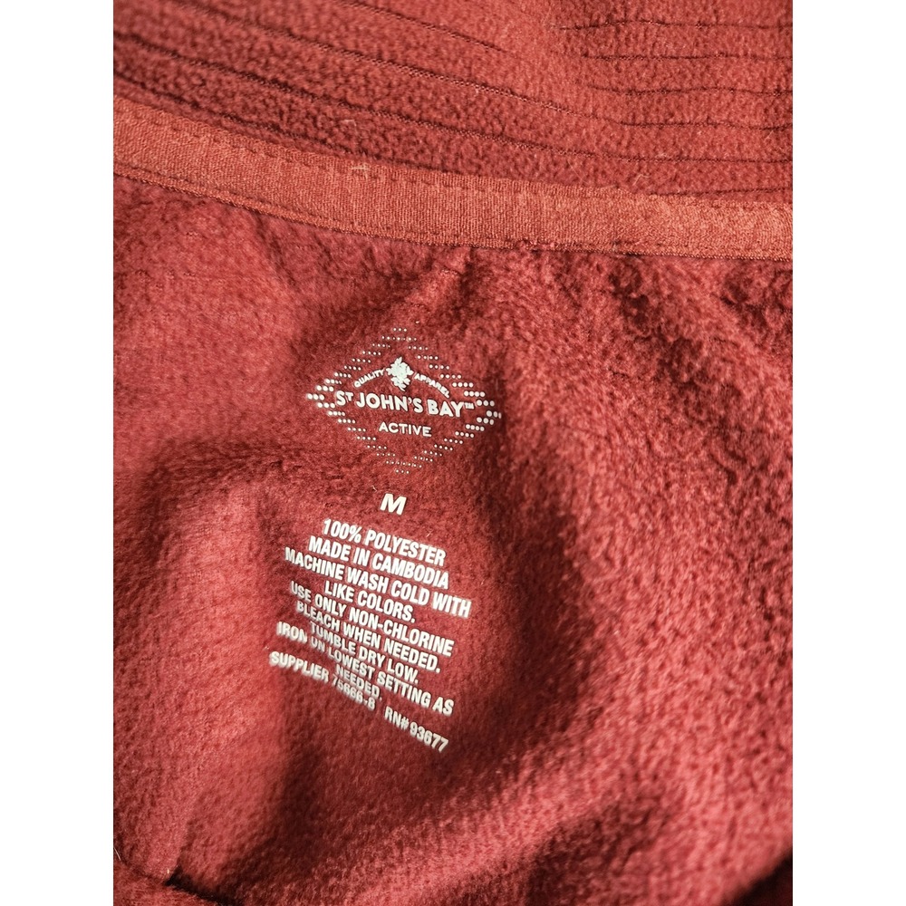 St Johns Bay Active Womens Burgundy Quarter Zip Fleece Pullover Ribbed‎ Medium - Picture 7 of 7